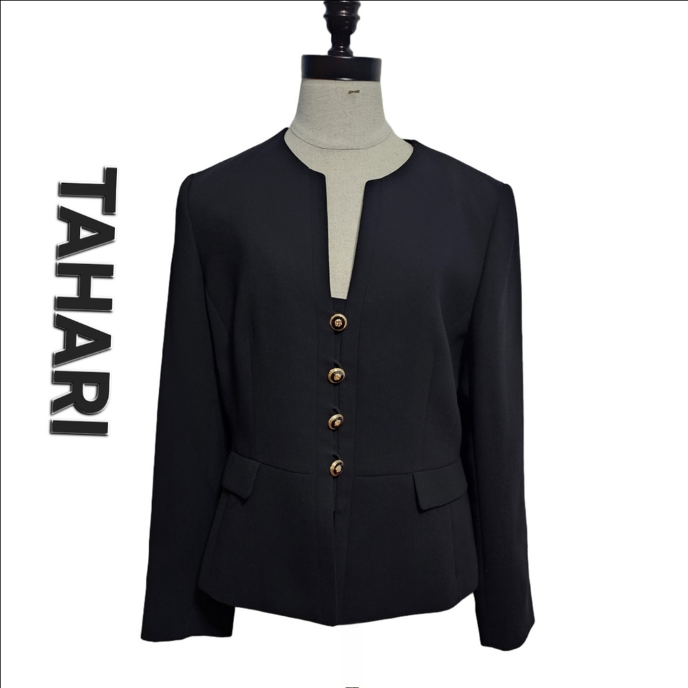 Tahari Black Women's Black Blazer Jacket Academia Sz 12